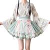 Uccellino Blumen Kimono Dienstmädchen Outfit Schleife Moe Ärmel Lolita Traditionelle Kleidung Japanischer Stil Schürze Halloween Cosplay Gothic