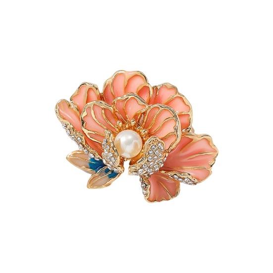 

Женская брошь в форме пиона, искусственный жемчуг, стразы, декор, капающая масляная эмаль, полированное пальто, воротник, сумка, шарф, шляпа, украшение розовый