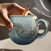 Sea Glass Wave Mug 300ml Elegant Ocean Wave Design Glass Cup With Handle For Home Coffee, Office & Beach House