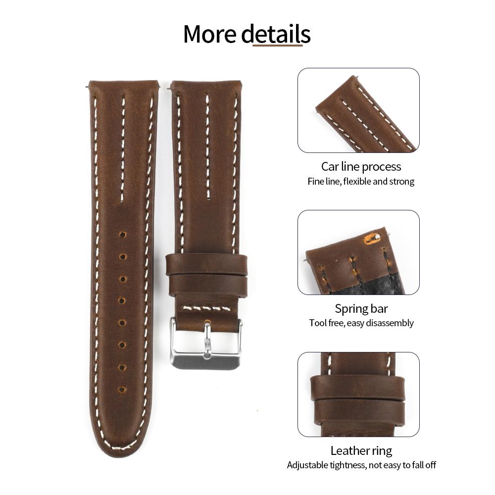 Uhrenarmband aus echtem Leder, 20 mm, 22 mm, Crazy Horse-Rindsleder, für Herren und Damen, Armband für Panerai-Uhr, universeller Ersatz des Handgelenkbands