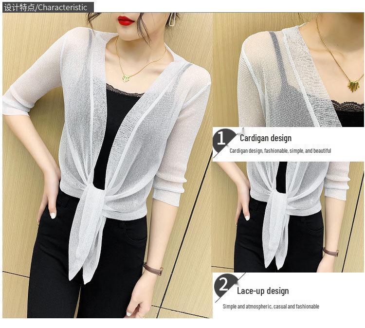 Lehký letní šál: Stylový krátký kardigan ze síťoviny, ideální k šatům