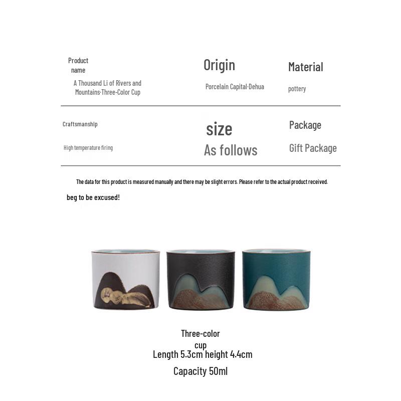 Sufamily Ceramic Qianli Jiangshan Kung Fu Tea Cup Gift Set