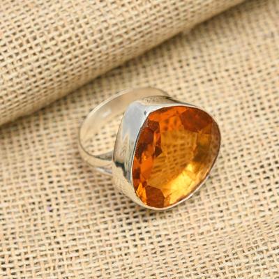 Honigtopas-Edelstein, handgefertigter Schmuckring aus 925er Sterlingsilber für Sie