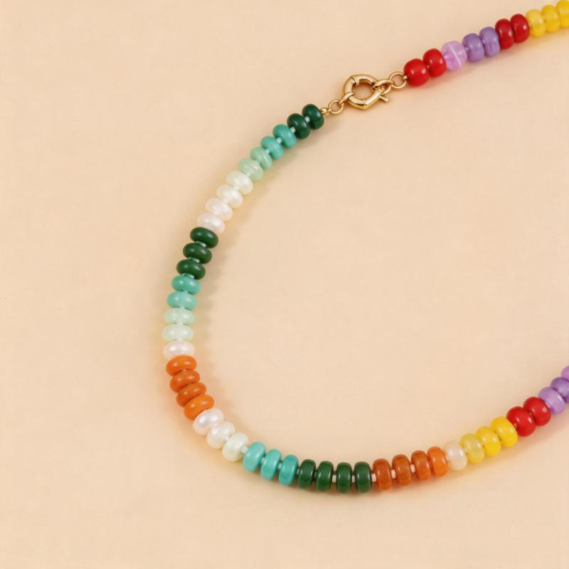 Bohemian Kleurrijke Acryl Kralen Choker Ketting Voor Vrouwen Mode Statement Sleutelbeen Ketting Esthetische Y2K Nek Sieraden
