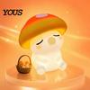 Rechargeable Bedside Lamp with USB Mushroom Night Light, Squishy Silicone Touch Nursery Lamp, Warm White & RGB Color?Changing Colorful 2 Light
