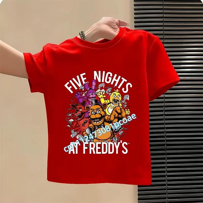 2026 T-shirt per Bambini Five Nights At Freddys Cartone Animato T-shirt Grafica FNAF Top Sportivi Casual per Bambini Maniche Corte Abbigliamento per Bambini