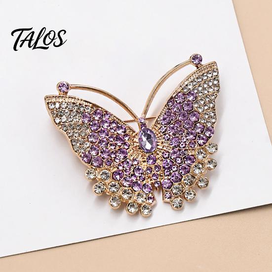 Butterfly Jewelry Brooch Pin, 3D Design with Sparkling Rhinestones, Strong Buckle Badge for Coats Shirts Bags Accessories Alloy Pin