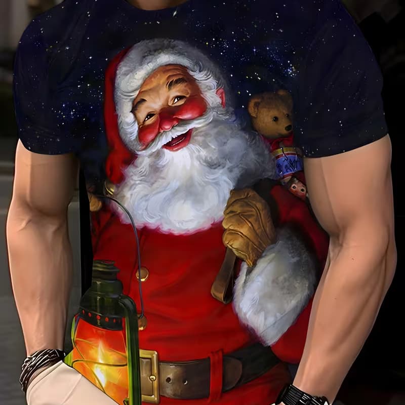 

Men s Retro 3D Graphic Print T-Shirt - Perfect for Daily Wear and Vacation S
