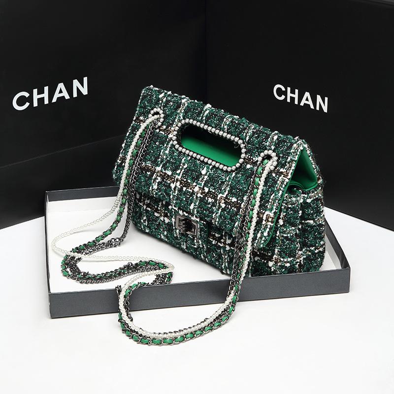 Сумка с жемчужной цепочкой Женская сумка Сумка на плечо Сумка на плечо One Size зелёный — фото 4