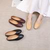 Handmade Loafers Genuine Leather Slip-on Flat Shoes Retro Round Toe Shallow Soft Sole Women's Shoes