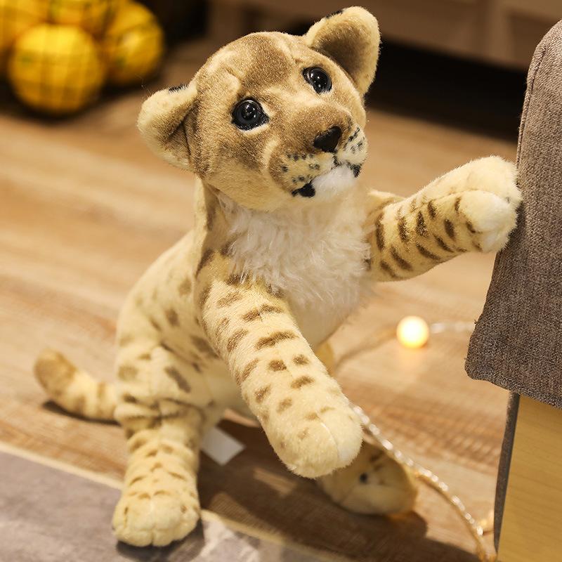 1 PCS 38CM/48CM/58CM Huggable Soft Lifelike Stuffed Animals Leopard Lion Plush Toys Wild Animal Tiger for Children