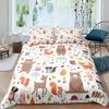 Cute Forest Animals Theme Duvet Cover Sets King Size Fox Deer Rabbit Owl Hedgehog Flowers Comforter Set Bedding Cover Set