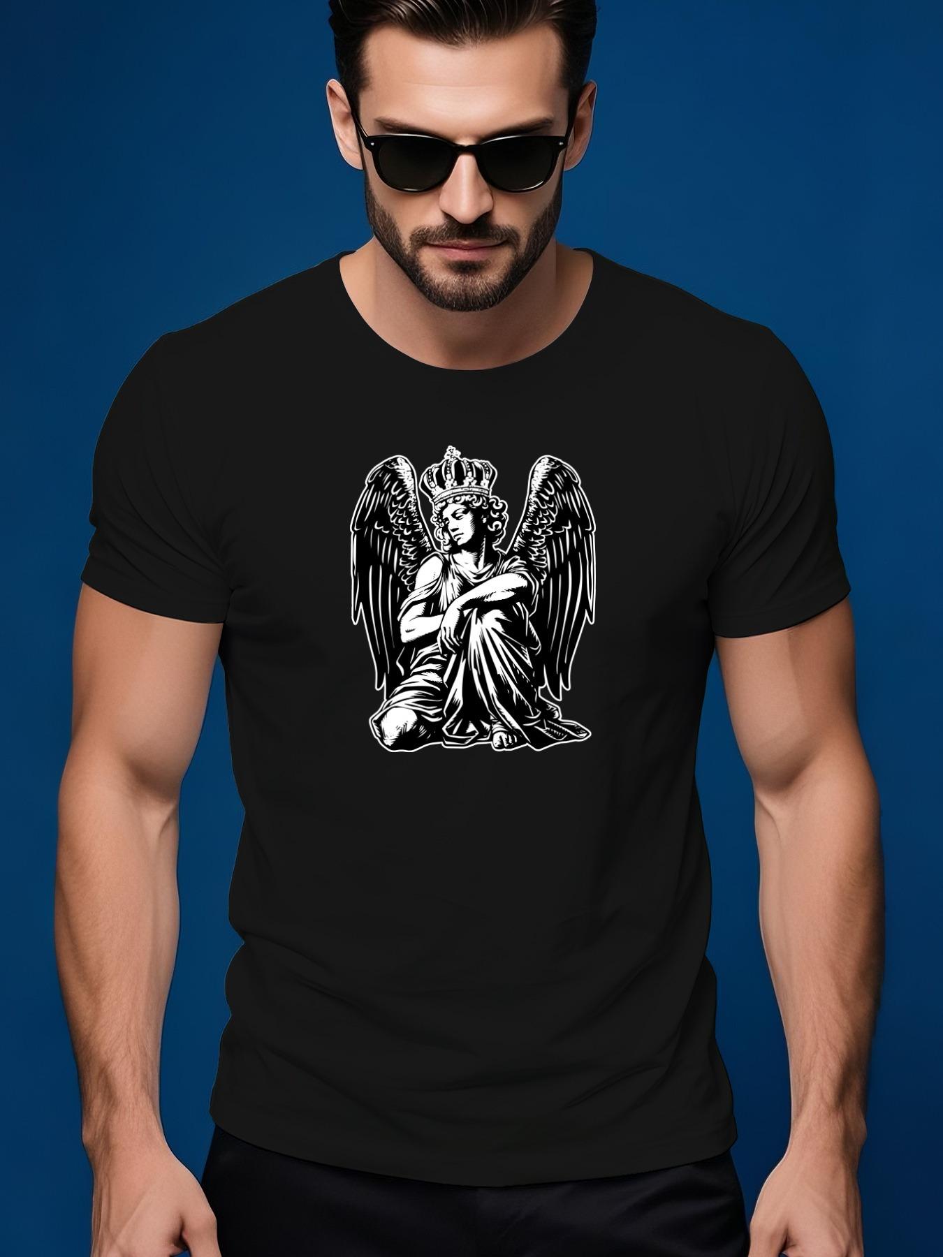 [Gothic Charm] Archangel Graphic Tshirt Graphic Cotton Ts... S