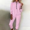 Women's Fashion Two-piece Solid Color Sweatshirt Trousers Casual Set