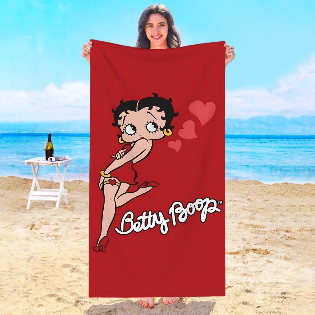Cute Girls B-Bettys Boops Beach Towel Sauna Swimming Pool Bath Towels Bathroom For Home Playa Travel Spa Baby Microfiber Gym Sea