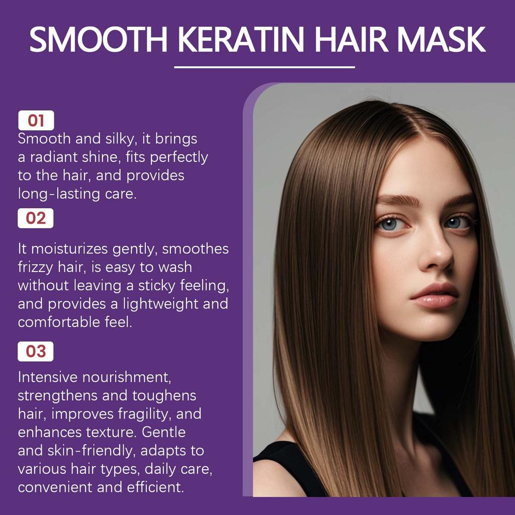 Keratin Care Hair Mask, Moisturizing And Softening Hair Mask, Nourishes Dry Hair And Makes It Naturally Smooth And Shiny