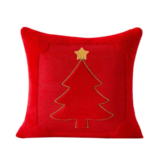 Christmas Throw Pillow Cover 18x18 Inch Plush Decorative Pillow Cover Xmas Tree with Embroidered