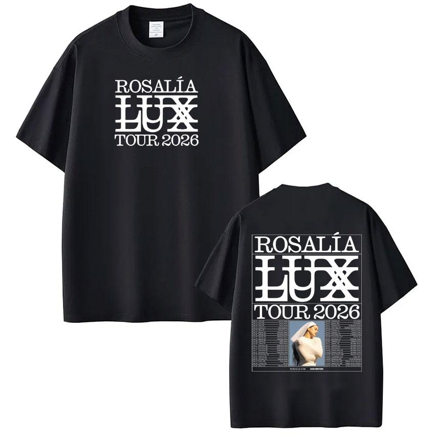 Sängerin Rosalía LUX Album Tour 2026 Druck T-Shirt Herren Damen Mode Baumwoll T-Shirts Oversized Hip-Hop Lässig Ästhetische T-Shirts