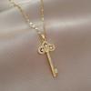 Crown Key Light Luxury Temperament Gorgeous Full Diamond Necklace Women'S Versatile Collarbone Chain Titanium Steel Chain