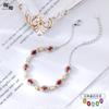 S925 Sterling Silver Bracelet For Women Inlaid Natural Garnet Topaz Crystal Fine Hand Jewelry
