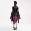 Gothic Lace Sheer Dress with Chinese Collar and Back Lace-Up, Irregular Hem, Perfect for Halloween Cosplay (JP, Alphabet, Small)
