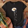 Summer Round Neck Daisy Love Pattern Printed Top Fashionable Casual Pure Cotton Short Sleeved Women's T-shirts