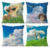 Cartoon W-Wind R-Rises Pillow Case Anti-dustmite Pillowcase Invisible zipper silky short plush Sofa cushion cover