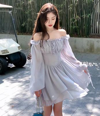 Abito da donna in stile coreano primaverile a maniche lunghe tinta unita retrò autunno abiti dolci