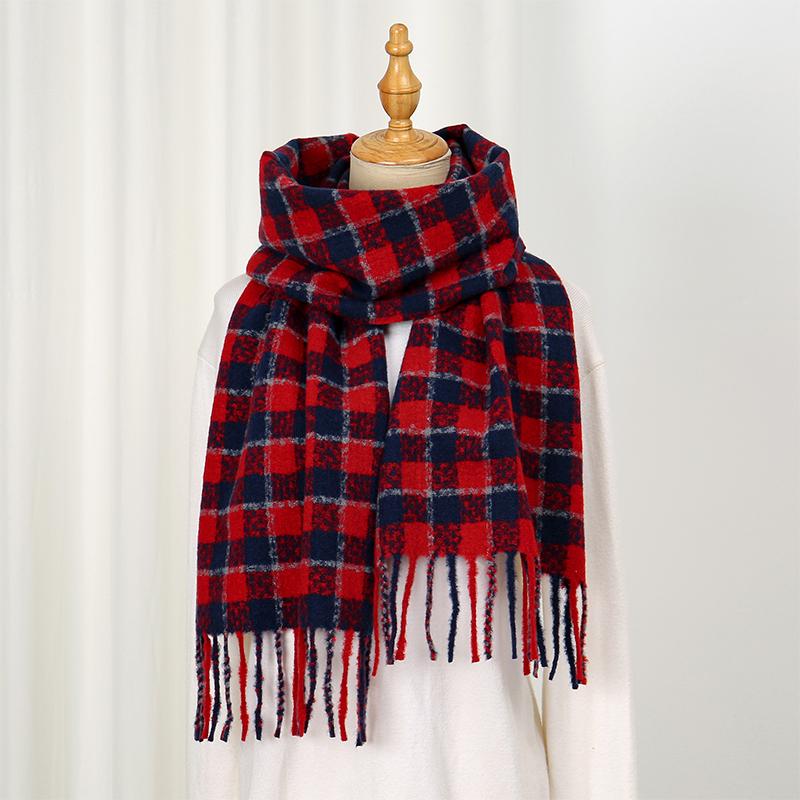 Luxury Designer Plaid Imitation Cashmere Women Scarf Shawl Winter Thick Warm Neckerchief Foulard Echarpe Wrap
