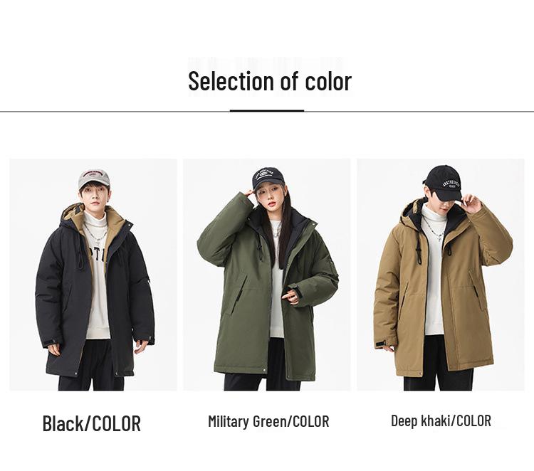 Men's Winter 2025 Hooded Mid-Length Cotton Jacket - Thick, Warm, Trendy Outdoor Coat