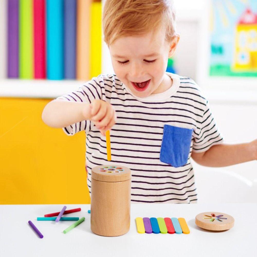 

Colourful Sticks Montessori Ball Dropping Game Learning Color Sorting Toys Gifts for Kids style A