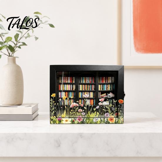 Scuoti Via la Tua Ansia Mini Libreria, Figurine in Legno Miniatura di Libreria con 200 Pezzi di Libri, Regali per Alleviare lo Stress per Amanti dei Libri, Adulti