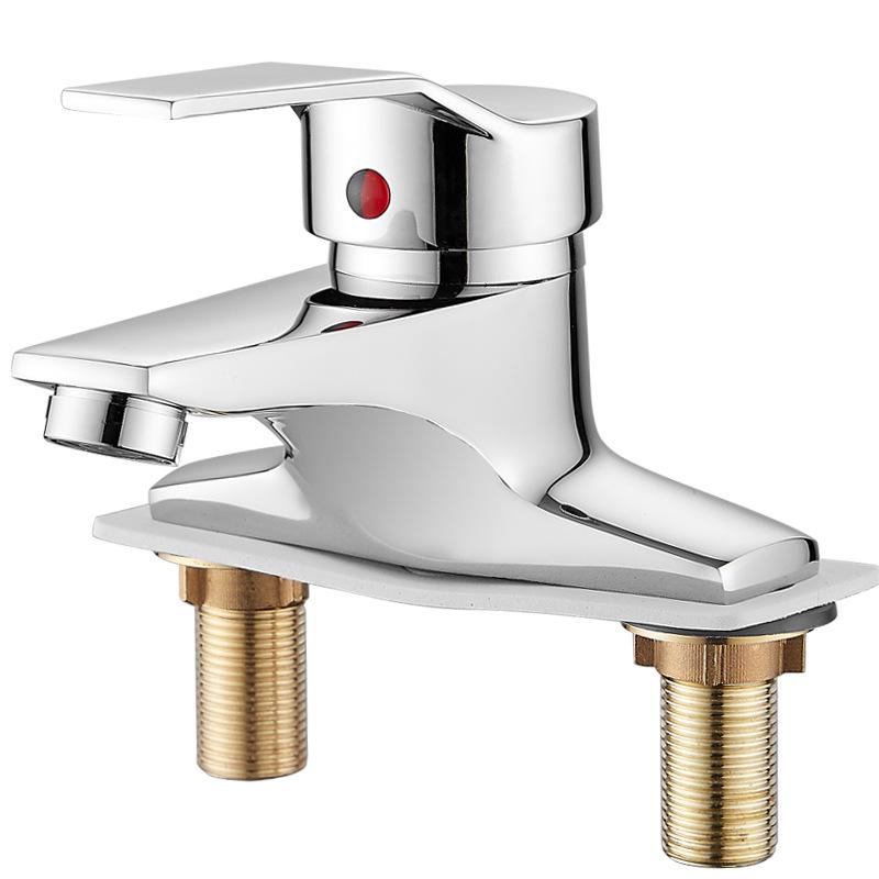 Modern Minimalist Double-Hole Copper Faucet for Bathroom Basin