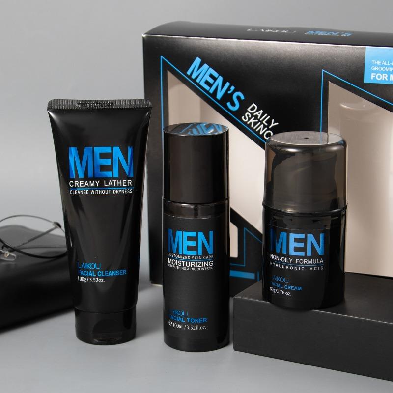 LAIKOU Men s Daily Skin Care Set, Face Cream Lotion Cleanser for Men