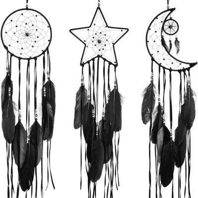 Jetec 3 Pcs Dream Catcher Moon Sun Star Design Handmade Traditional Design Craft Ornament Wall Art Hanging Home Decoration Bedroom Wedding(Classic Sty