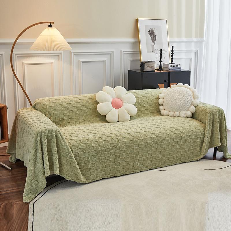 Autumn and Winter Solid Color Thickened Three-Dimensional Suede Sofa Towel Sofa Cover Towel Anti-Scratching Sofa Cover Universal Cover Blanket