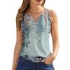 Bayan Tank Top V Yaka Temel Rahat Baskı Dökümlü Yaz Kolsuz Derin Yan Kesim Kadınlar için Tops