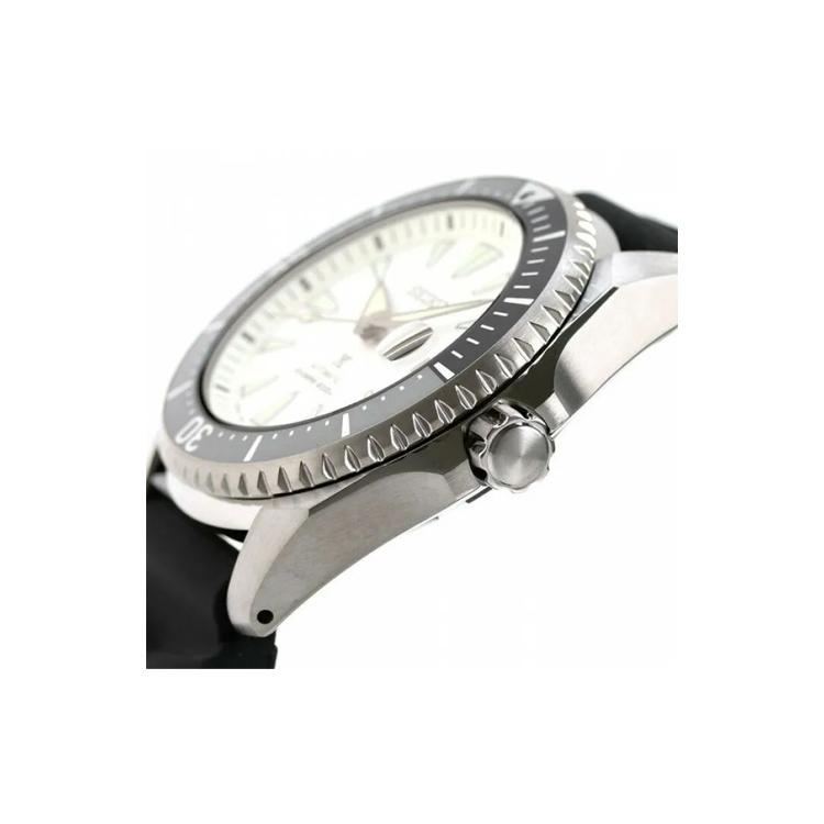 SEIKO 200m Waterproof Automatic Mechanical Movement Silicone Strap Watch Men's Watches White Dial SPB191J1
