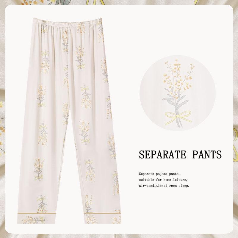 Spring/Summer Retro Floral Print Pajama Pants - Women's Korean Style, Suitable for Casual Wear, Loose Fit, Ideal for Spring and Autumn.