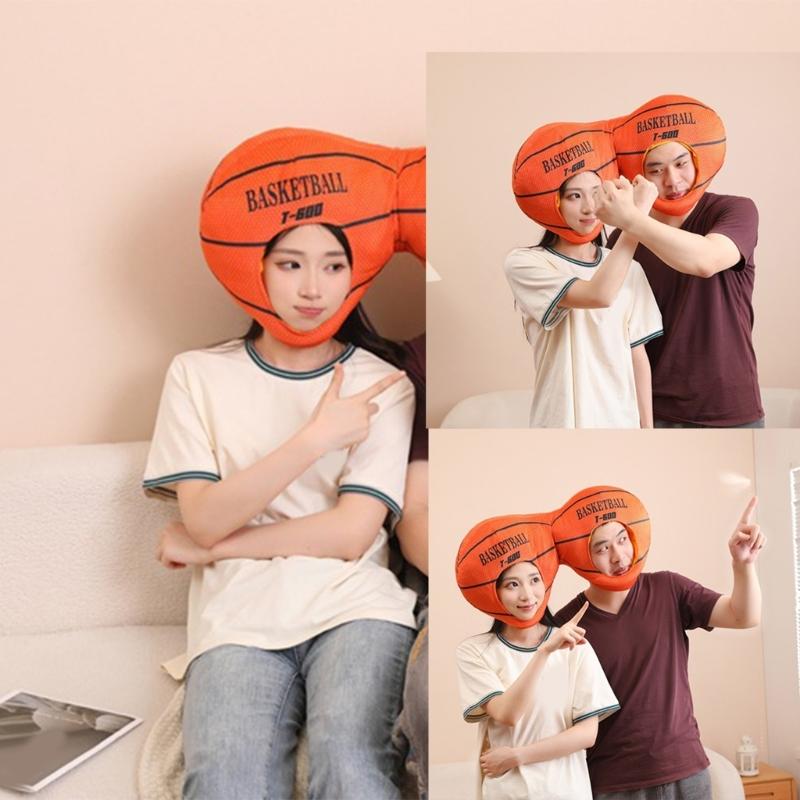 Double Head Basketball Headgear Hat Lovely Photography Props Hat Sport Party and Event Head Accessories for Family Game