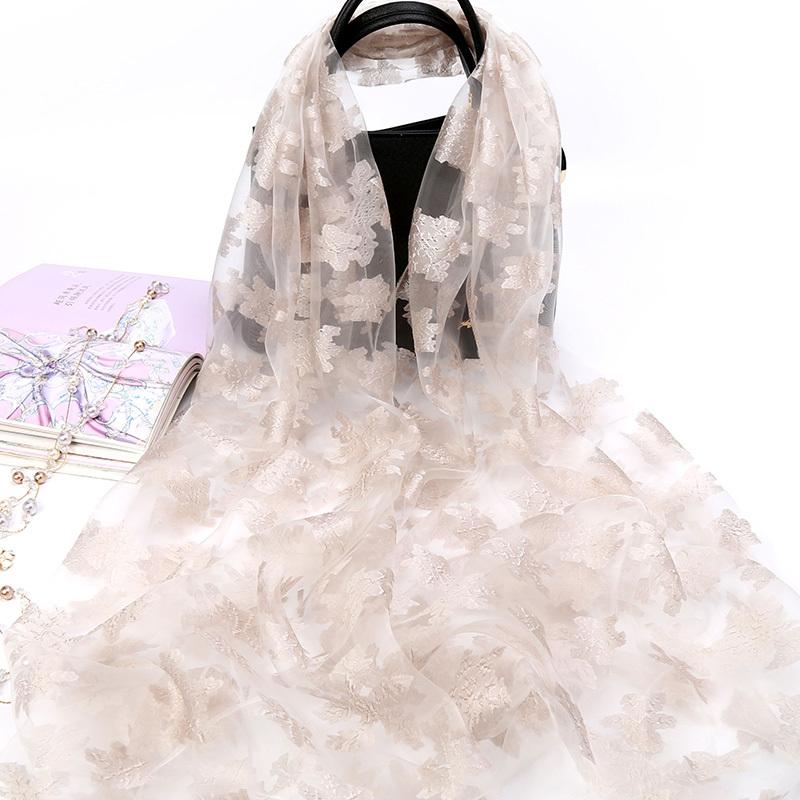 Scarf, Women's Organza, Silk Scarf, Embroidered Shawl, Sun Protection, Spring and Summer Beach Scarf, Long and Versatile Large Scarf, Autumn