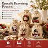 5/12Pcs Vintage Christmas Burlap Storage Bag Santa Claus Xmas Candy Hanging Bag  Holiday Treats