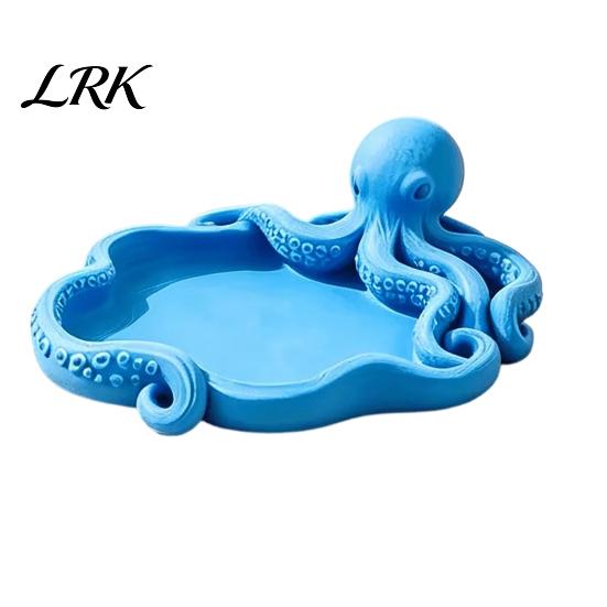 Octopus Shaped Jewelry Holder 3D Printed Tray, Ocean Animal Earrings Necklace Ring Small Accessory Dish Decorative Keys Trinkets Organizer Tray