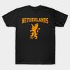Men Black Print T-shirt Netherlands Lion Soccer Ball No-Cut Transfer Paper Print Cotton Tshirt