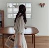 2026 Spring/Summer French Retro Over-the-Knee Lace-up Dress with Batwing Three-Quarter Sleeves