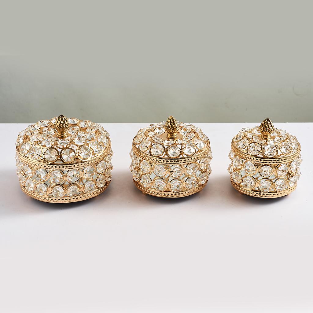 Small Crystal Retro Jewelry Storage Box Necklace Earrings Cosmetics Case