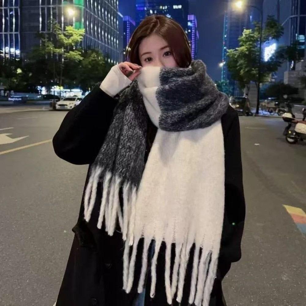 New Warm Scarf Soft Mohair Long Tassel Scarves Windproof Coldproof Scarves Bib Gift