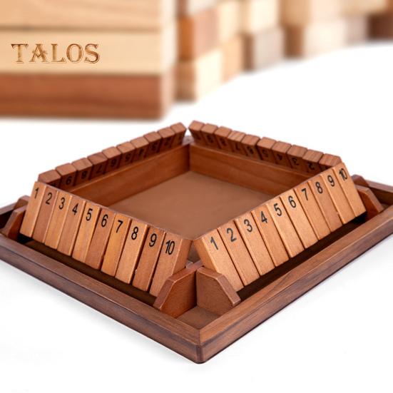 Shut The Box Brettspiel mit 8 Würfeln, 4-Wege-Lernspiel, Mathematik, Zahlen, Strategiespiel, 4 Spieler, Kinder, Erwachsene, Familienabend, Party, Holzspielzeug zum Schließen der Box