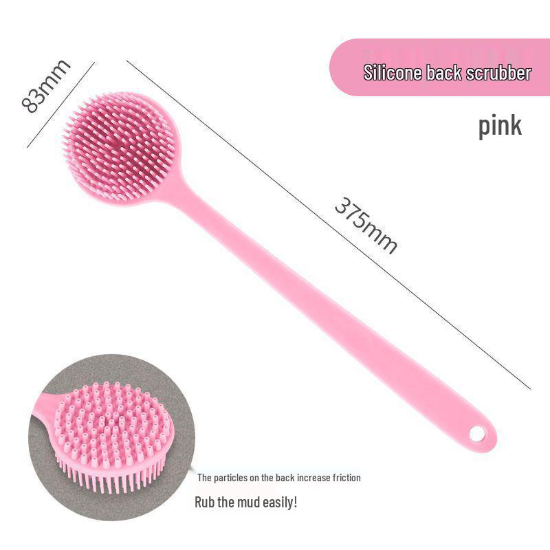 Silicone Double-Sided Long-Handled Bath Brush: Soft Bristle Back Scrubber & Massage Artifact