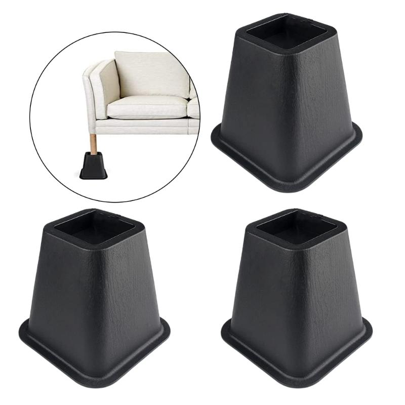 Elevadores de Muebles Multiusos de 6 Pulgadas de Alto Portátiles Resistentes Materiales Plásticos Extensores de Patas de Cama Juego de 4 Uso Diario